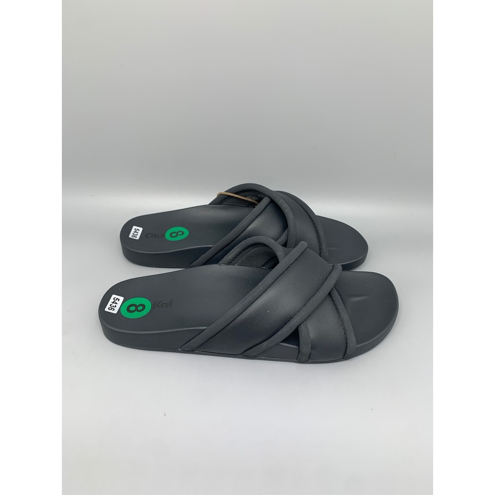 OluKai Ani Lava Rock Black Slide Sandals 20536-LRLR Women's Sz 8 NEW